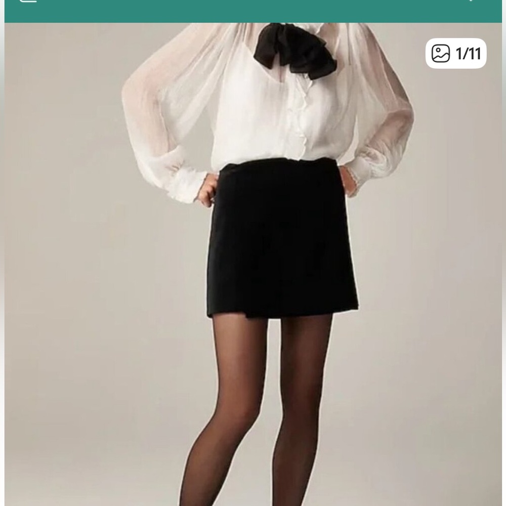 I crew velvet wrap Black Mini Skirt 6 new